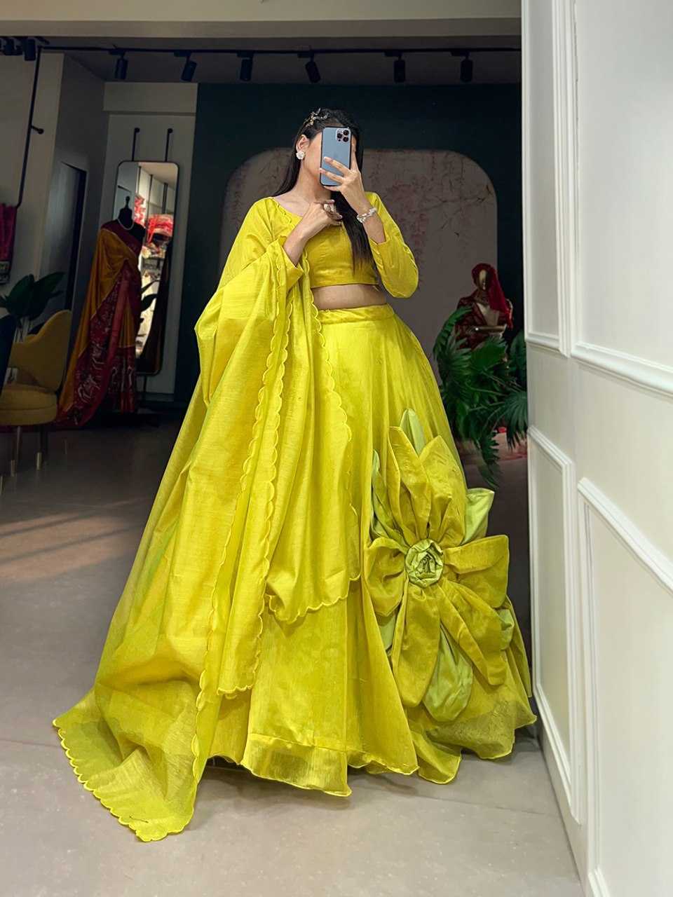 Ynf Chanderi Silk RIN197 1650 Lehengas Wholesale Fancy Lehenga Traditional Lehenga Silk Lehenga Lehenga For Haldi Yellow Lehenga Manufacturer- Kapda Export