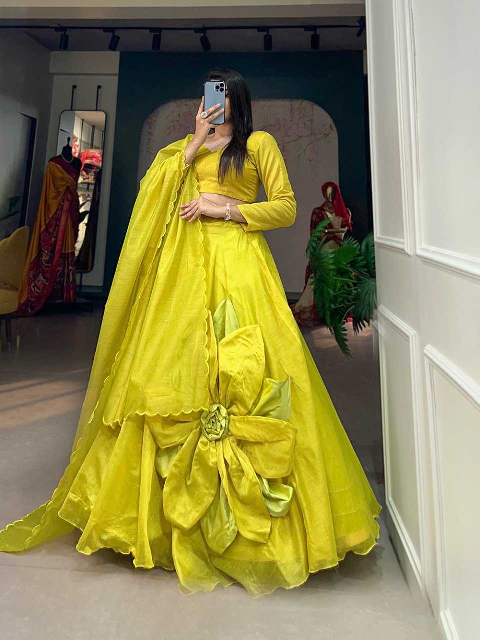 Ynf Chanderi Silk RIN197 1650 Lehengas Wholesale Fancy Lehenga Traditional Lehenga Silk Lehenga Lehenga For Haldi Yellow Lehenga Manufacturer- Kapda Export