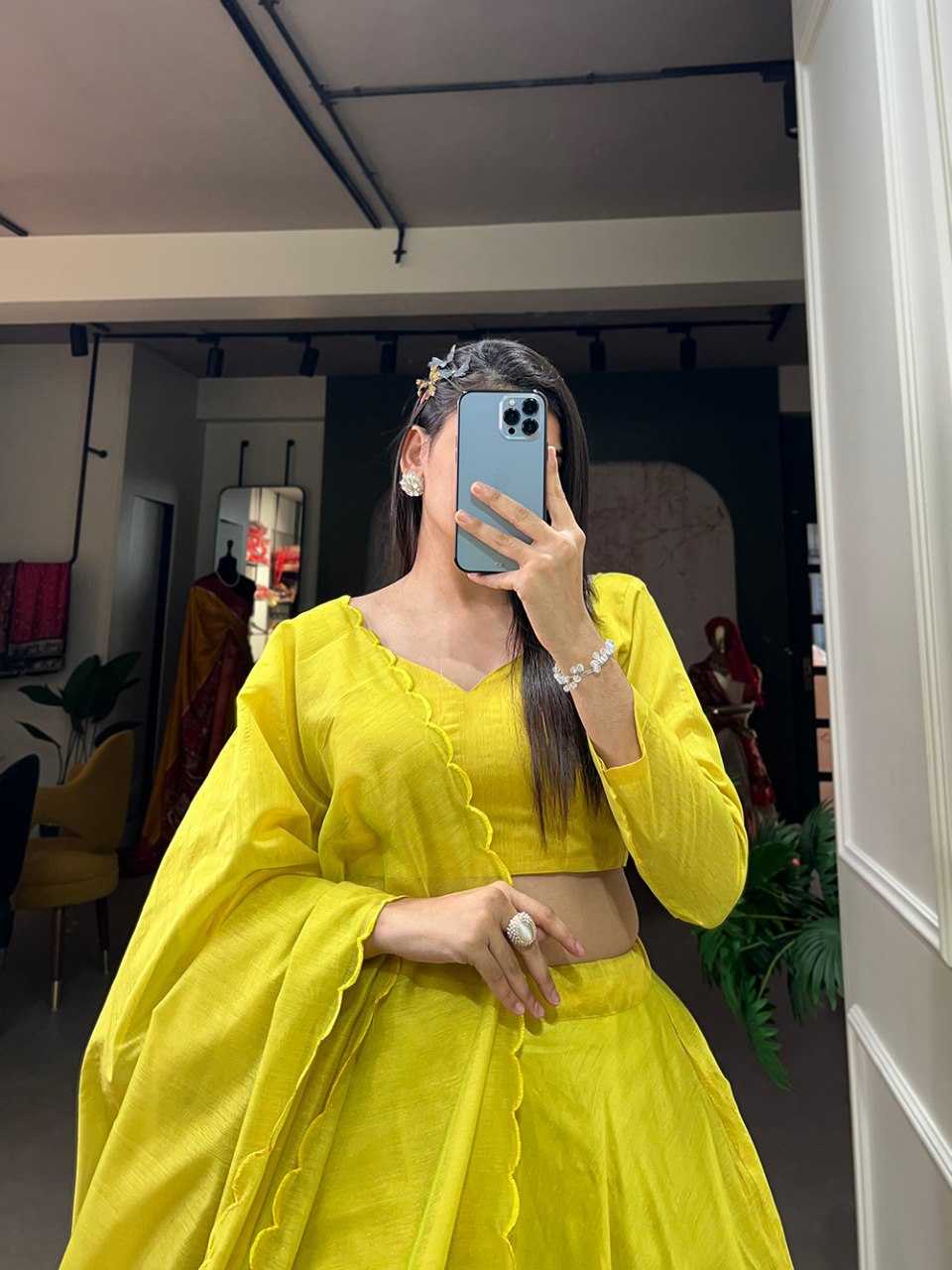 Ynf Chanderi Silk RIN197 1650 Lehengas Wholesale Fancy Lehenga Traditional Lehenga Silk Lehenga Lehenga For Haldi Yellow Lehenga Manufacturer- Kapda Export