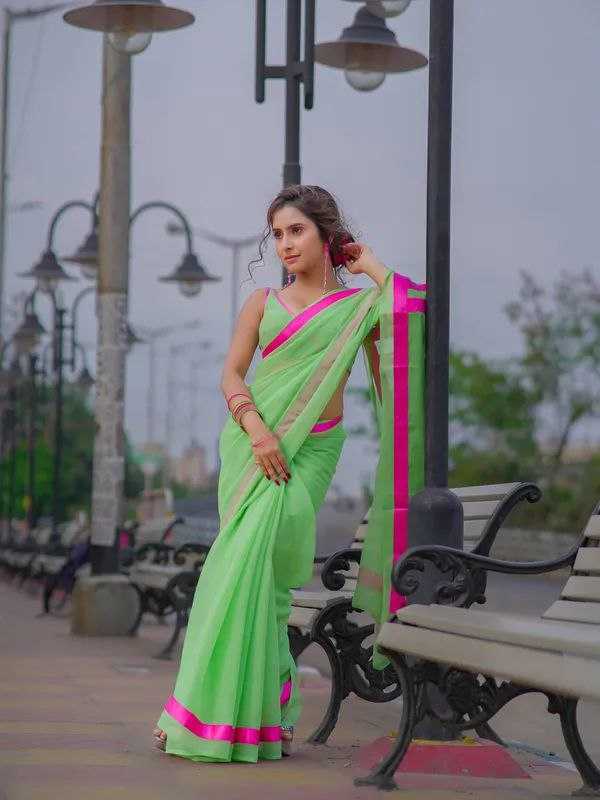 Ynf Chiffon RIN216 Ankita Sarees Bollywood Collections Wholesale Fancy Sarees Chiffon Sarees Plain Sarees Ankita Lokhande Manufacturer- Kapda Export