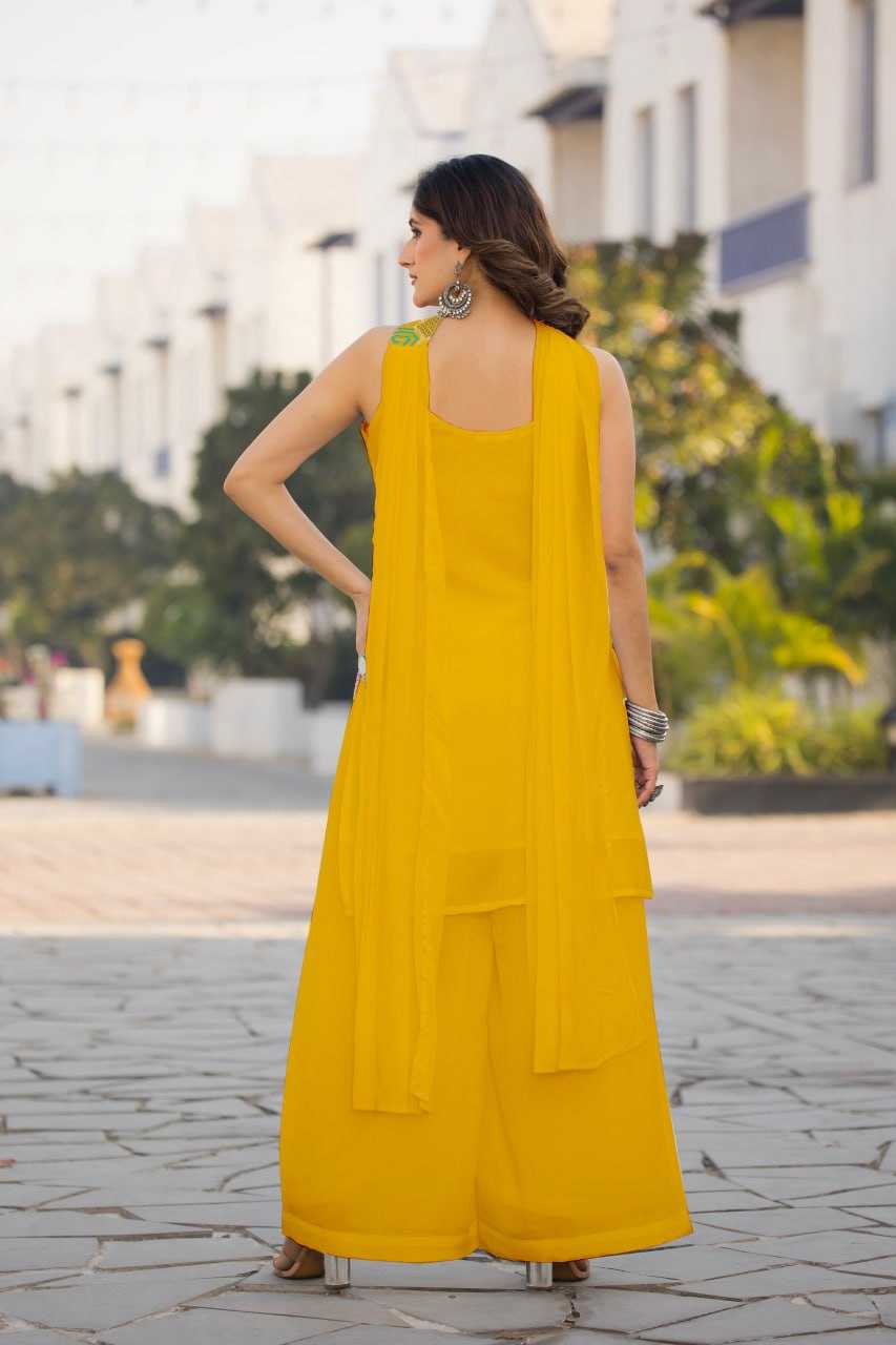 Ynf Chinon Silk RIN129 005 Suits & Dresses Wholesale Ladies Suits Embroidery Suits Palazzo Suit Sleeveless Dresses Manufacturer- Kapda Export