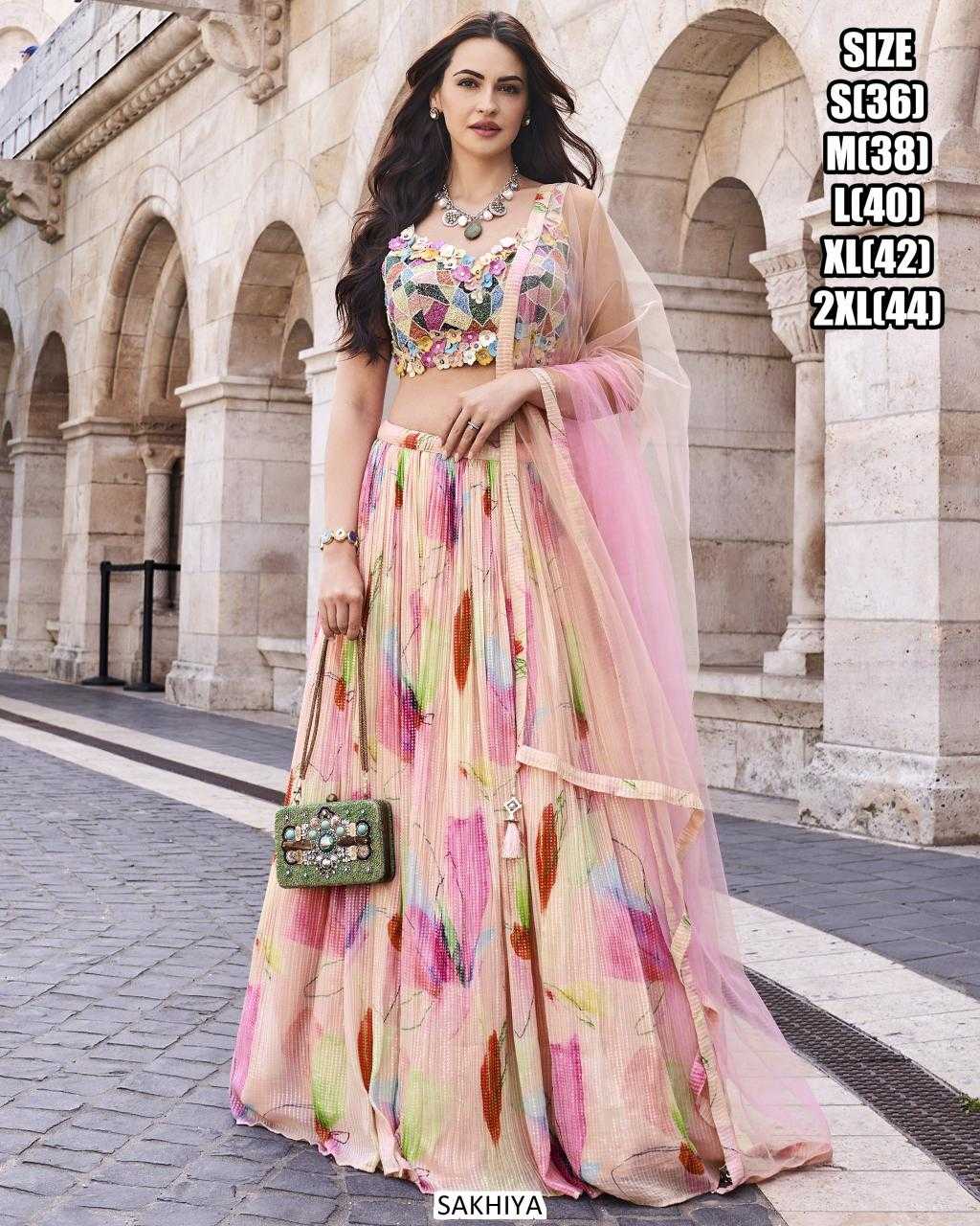 Ynf Chinon Silk RIN197 Sakhiyaa A 3 Piece Lehengas Wedding Collections Festive Collections Wholesale Silk Lehenga Embroidered Lehenga Handloom Lehenga Manufacturer- Kapda Export