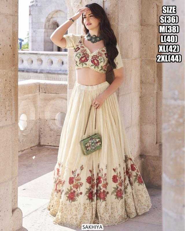 Ynf Chinon Silk RIN197 Sakhiyaa A 3 Piece Lehengas Wedding Collections Festive Collections Wholesale Silk Lehenga Embroidered Lehenga Handloom Lehenga Manufacturer- Kapda Export