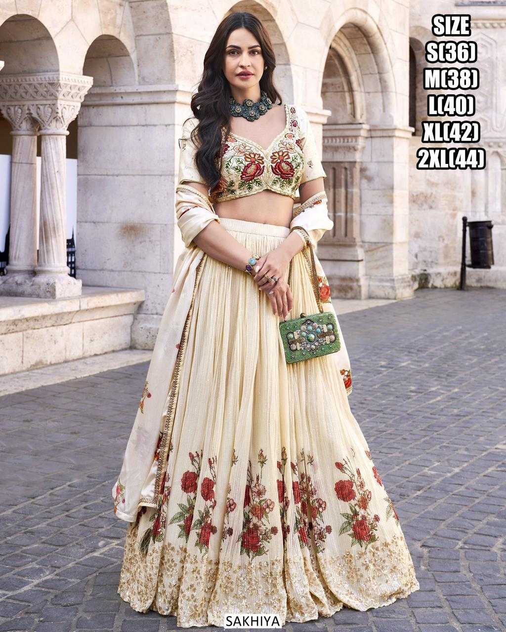 Ynf Chinon Silk RIN197 Sakhiyaa A 3 Piece Lehengas Wedding Collections Festive Collections Wholesale Silk Lehenga Embroidered Lehenga Handloom Lehenga Manufacturer- Kapda Export