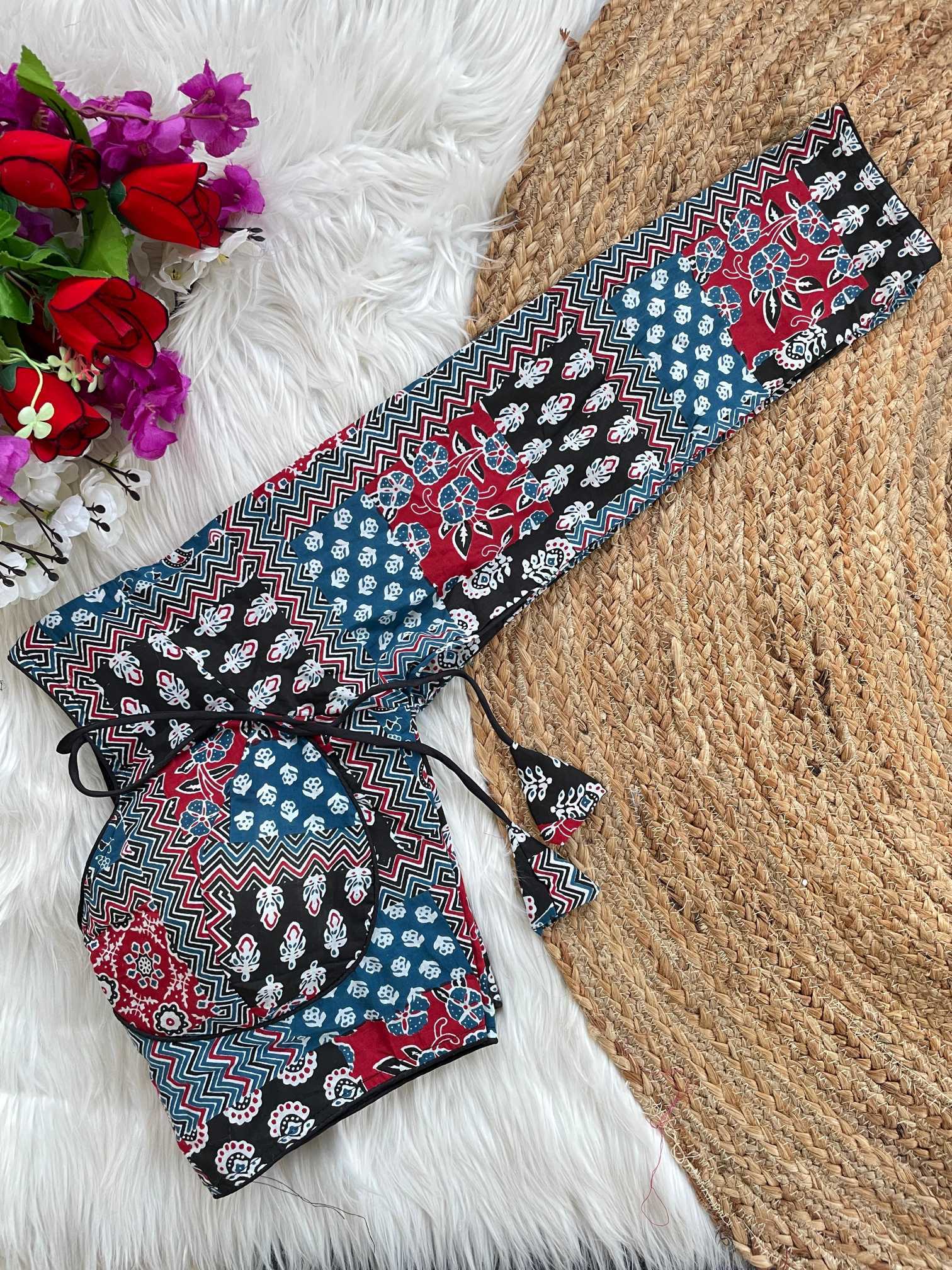 Ynf Cotton KESH426 Ajrakh full Readymade Blouses Wholesale V-Neck Blouses Printed Cotton Blouses Manufacturer- Kapda Export