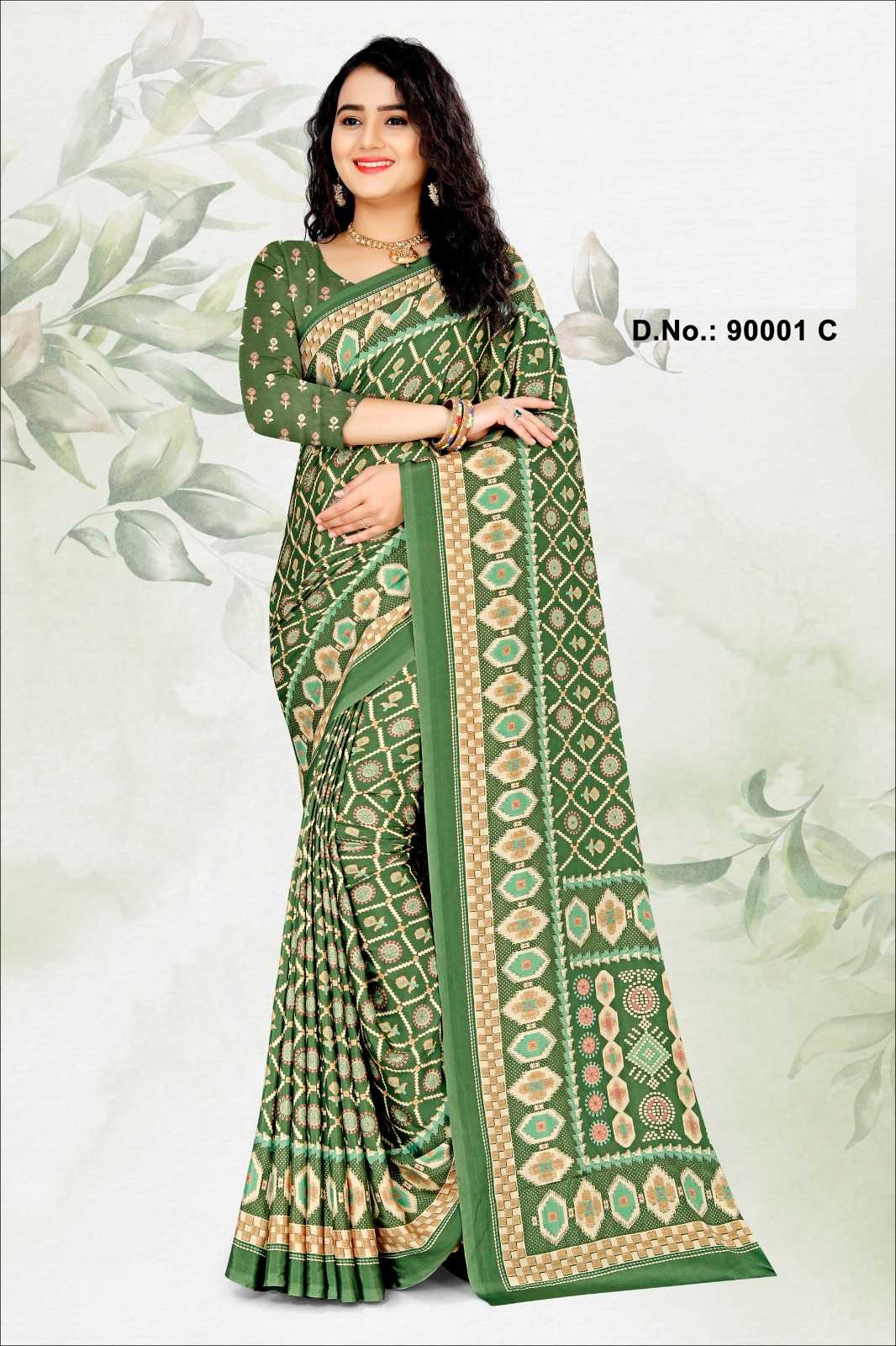 Ynf Crepe RIN197 FKFASHION-Morni Sarees Diwali Collections Festive Collections Wholesale Fancy Sarees Printed Sarees Crape Satin Sarees Manufacturer- Kapda Export