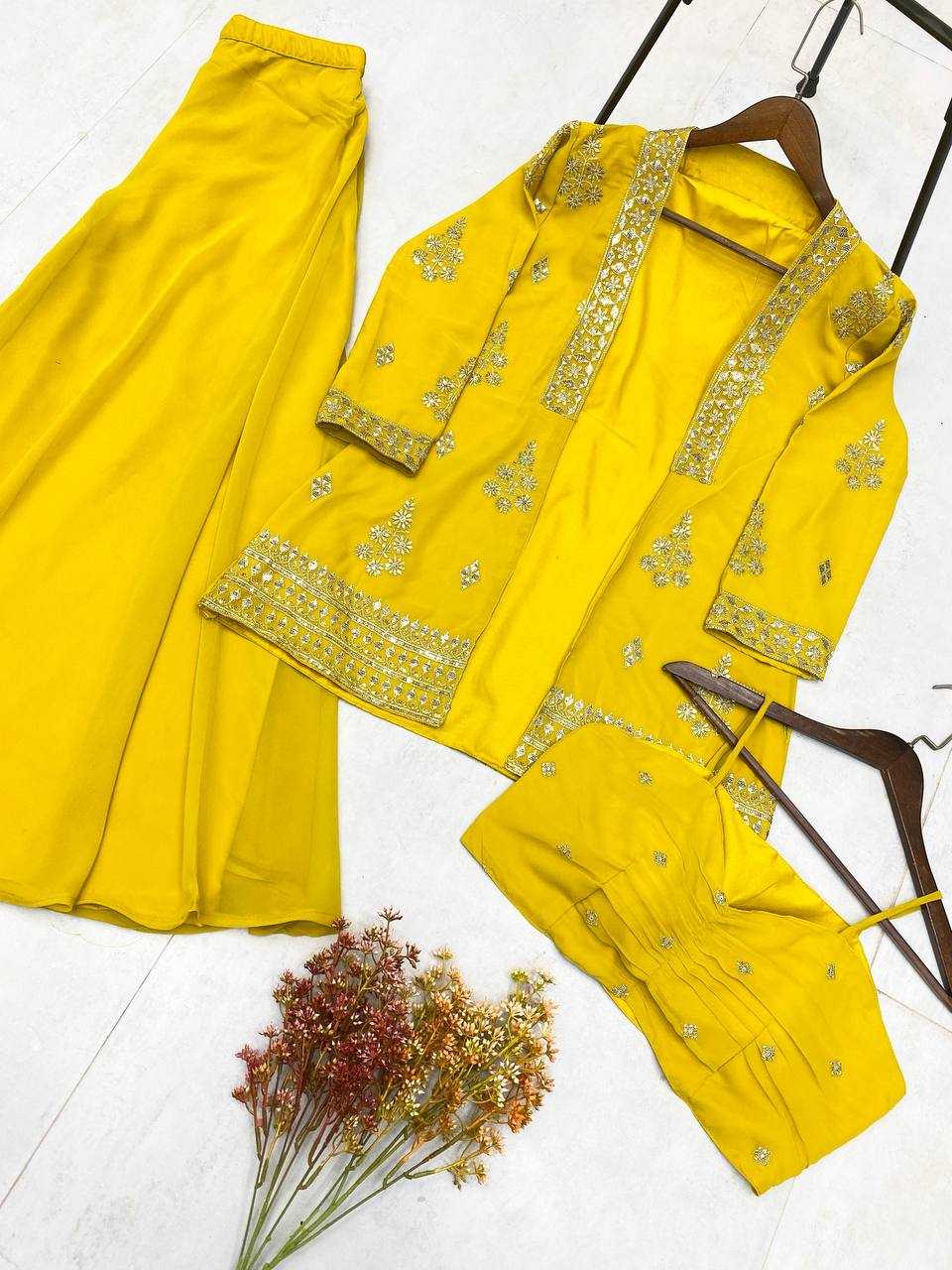 Ynf Georgette RIN141 1936 Suits & Dresses Wholesale Indo Western Dresses Party wear suits Yellow Salwar Suit Manufacturer- Kapda Export