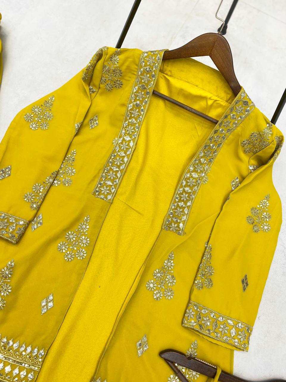 Ynf Georgette RIN141 1936 Suits & Dresses Wholesale Indo Western Dresses Party wear suits Yellow Salwar Suit Manufacturer- Kapda Export