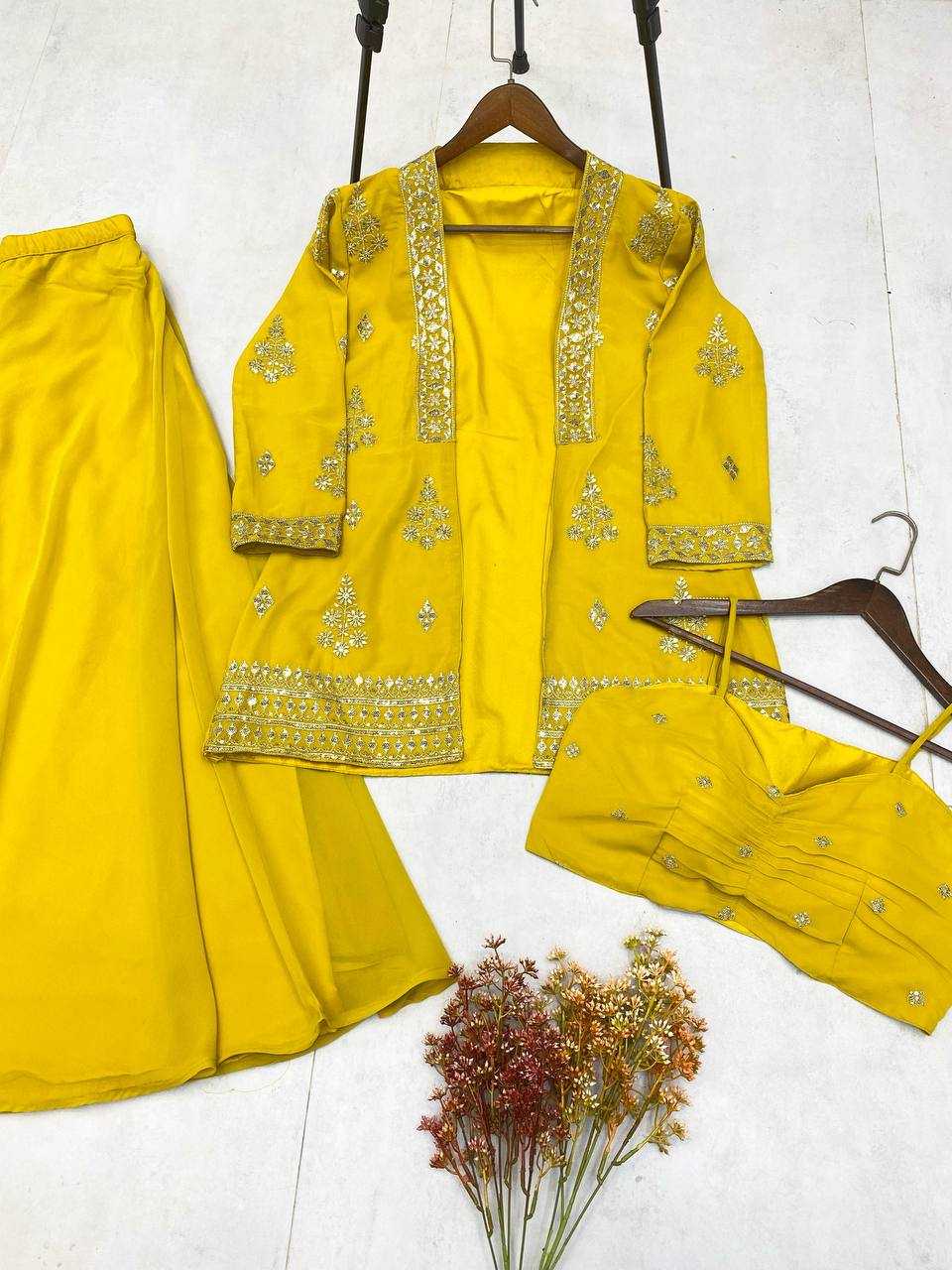 Ynf Georgette RIN141 1936 Suits & Dresses Wholesale Indo Western Dresses Party wear suits Yellow Salwar Suit Manufacturer- Kapda Export