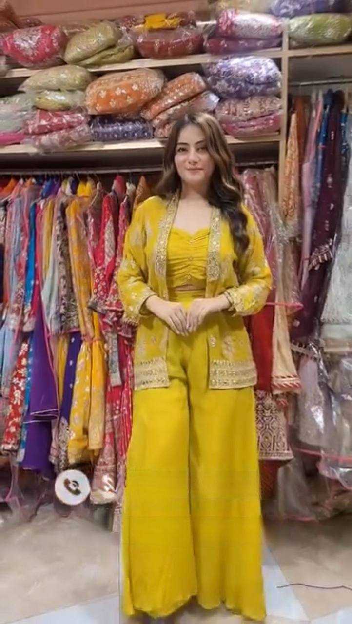 Ynf Georgette RIN141 1936 Suits & Dresses Wholesale Indo Western Dresses Party wear suits Yellow Salwar Suit Manufacturer- Kapda Export