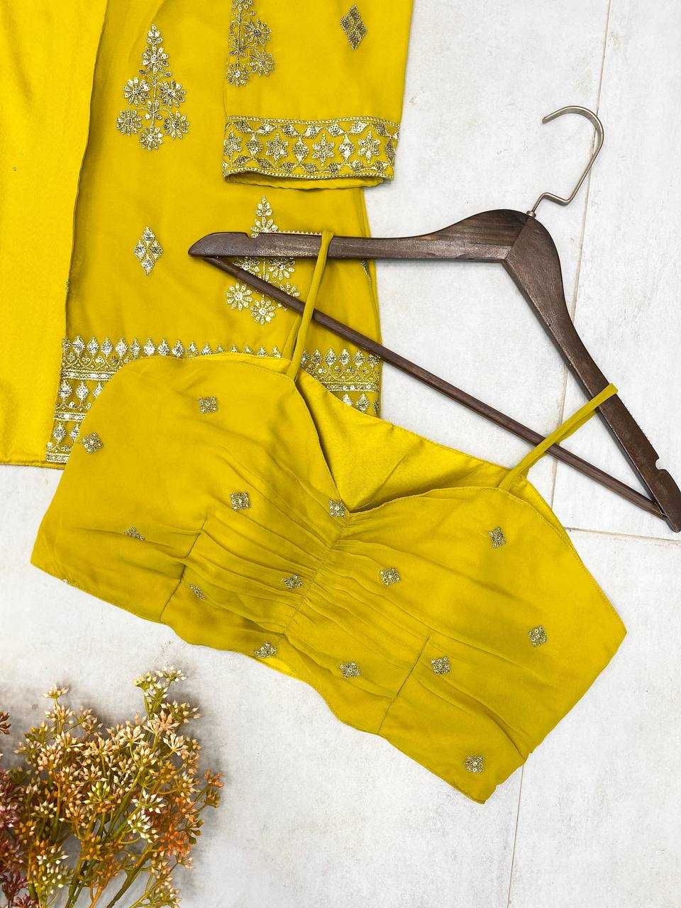 Ynf Georgette RIN141 1936 Suits & Dresses Wholesale Indo Western Dresses Party wear suits Yellow Salwar Suit Manufacturer- Kapda Export