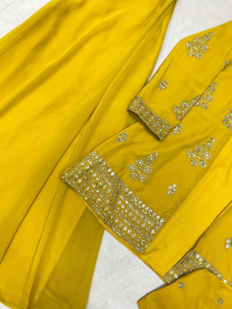 Ynf Georgette RIN141 1936 Suits & Dresses Wholesale Indo Western Dresses Party wear suits Yellow Salwar Suit Manufacturer- Kapda Export