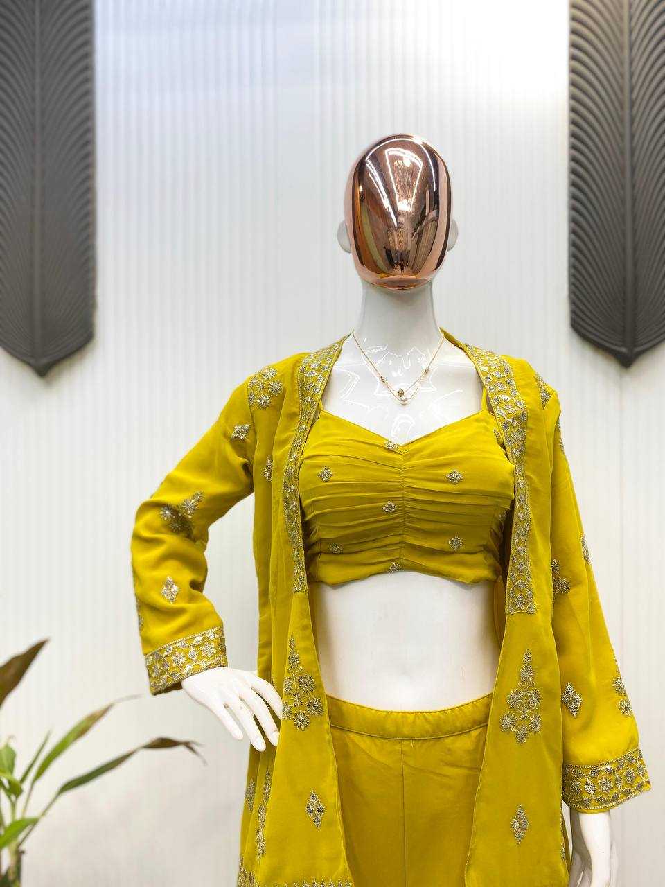Ynf Georgette RIN141 1936 Suits & Dresses Wholesale Indo Western Dresses Party wear suits Yellow Salwar Suit Manufacturer- Kapda Export