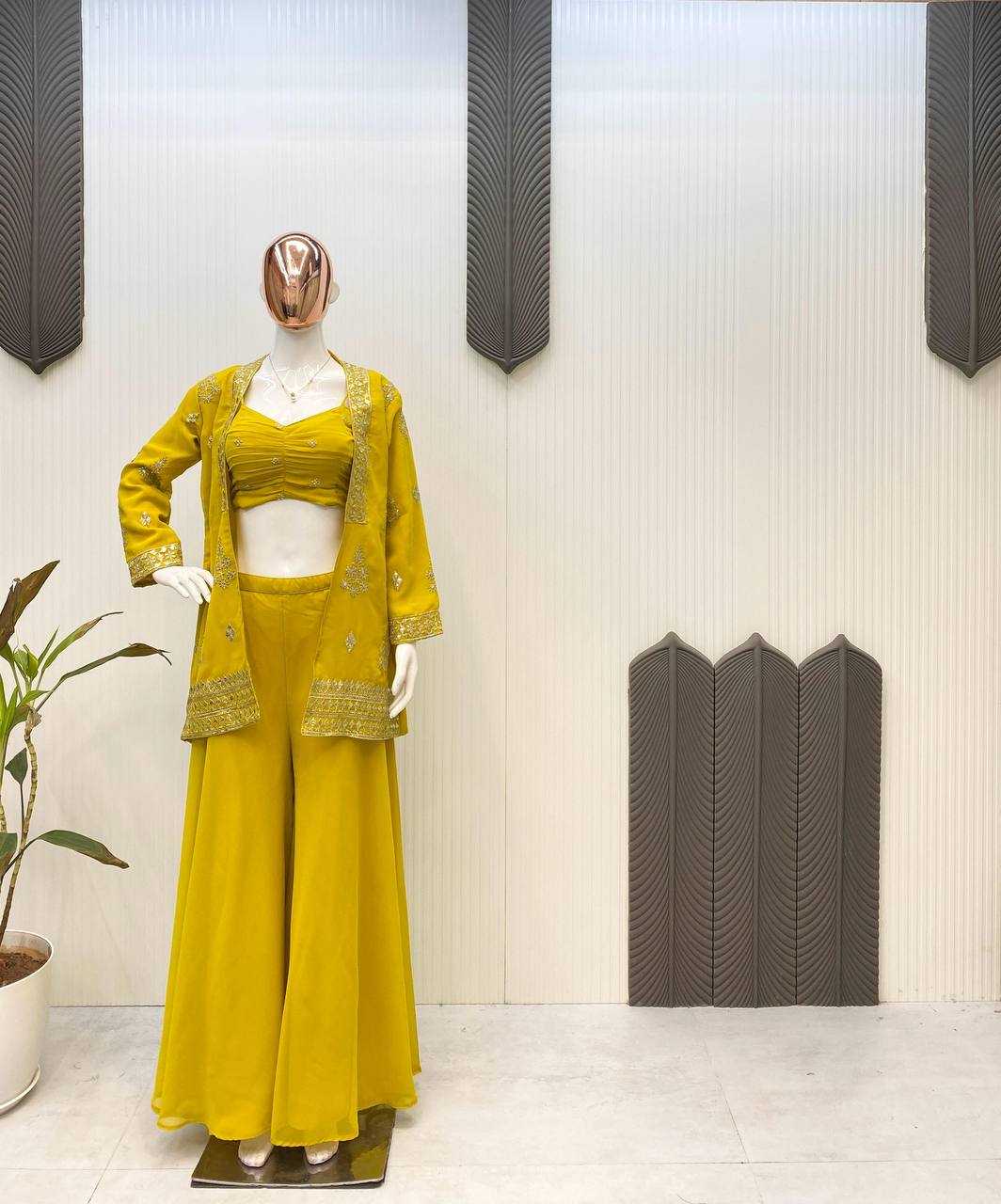 Ynf Georgette RIN141 1936 Suits & Dresses Wholesale Indo Western Dresses Party wear suits Yellow Salwar Suit Manufacturer- Kapda Export