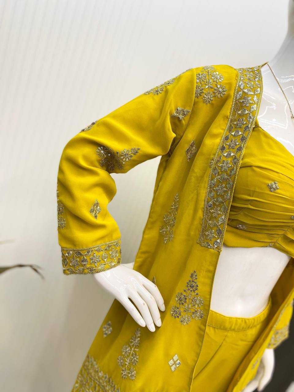 Ynf Georgette RIN141 1936 Suits & Dresses Wholesale Indo Western Dresses Party wear suits Yellow Salwar Suit Manufacturer- Kapda Export