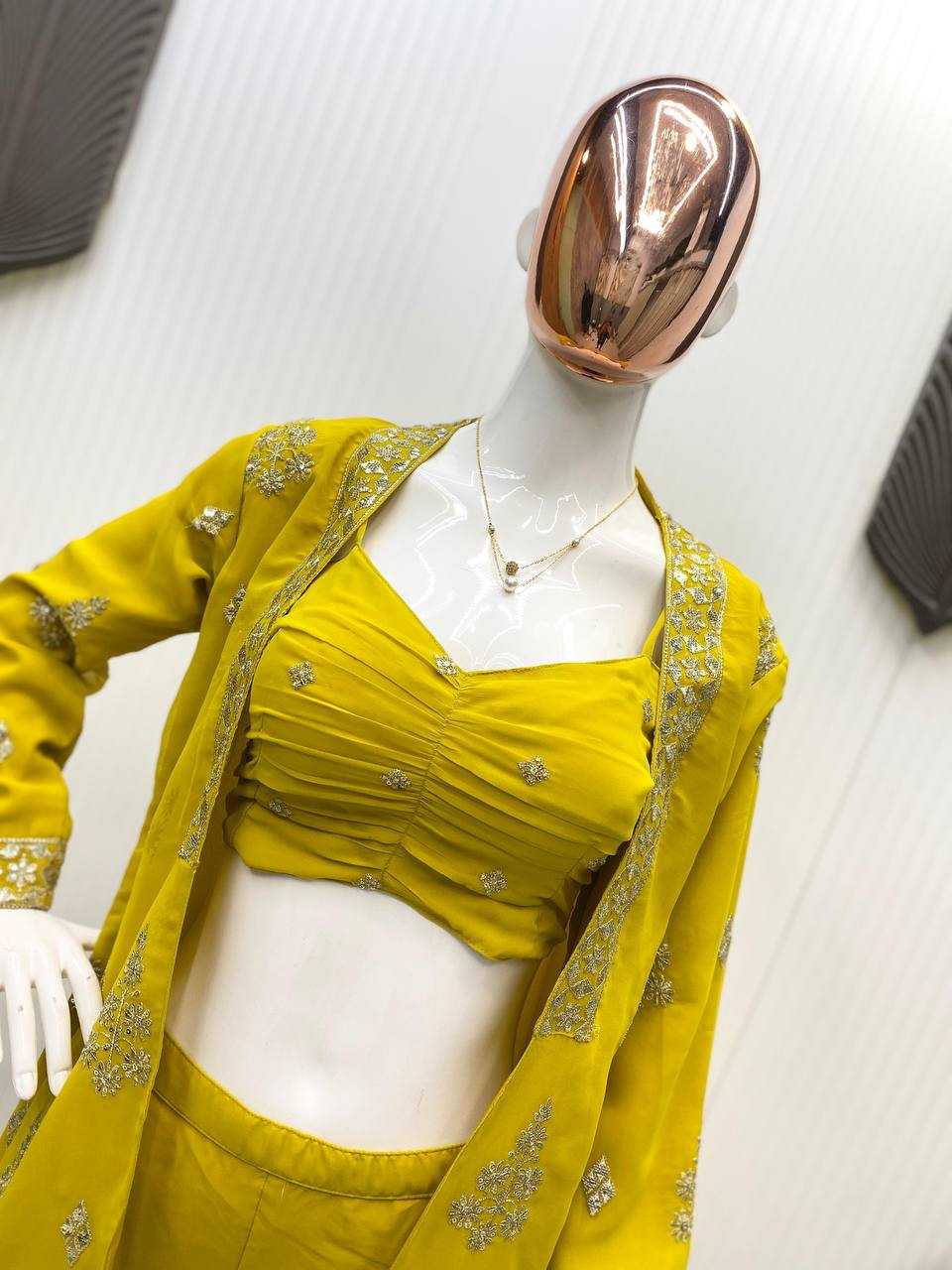 Ynf Georgette RIN141 1936 Suits & Dresses Wholesale Indo Western Dresses Party wear suits Yellow Salwar Suit Manufacturer- Kapda Export