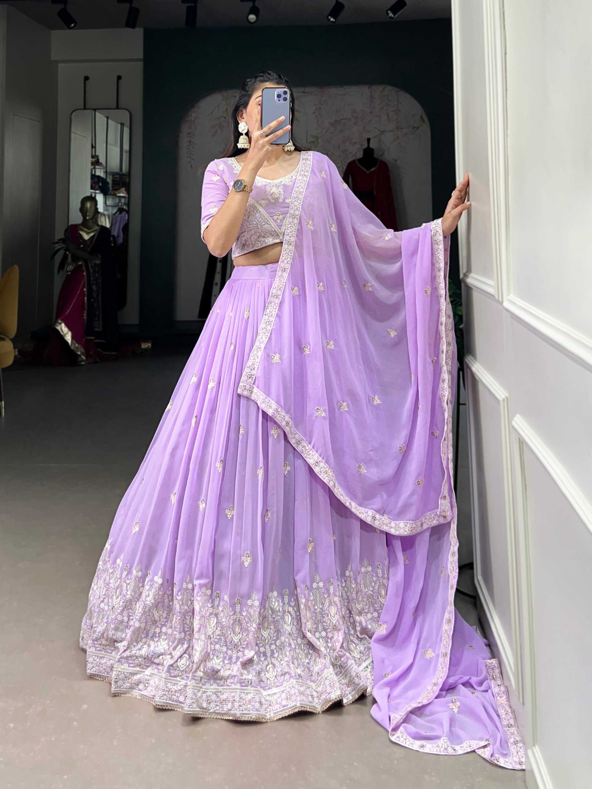 Ynf Georgette RIN197 1407 Lehengas Wholesale Wedding Lehenga Georgette Lehenga Purple Lehenga Manufacturer- Kapda Export