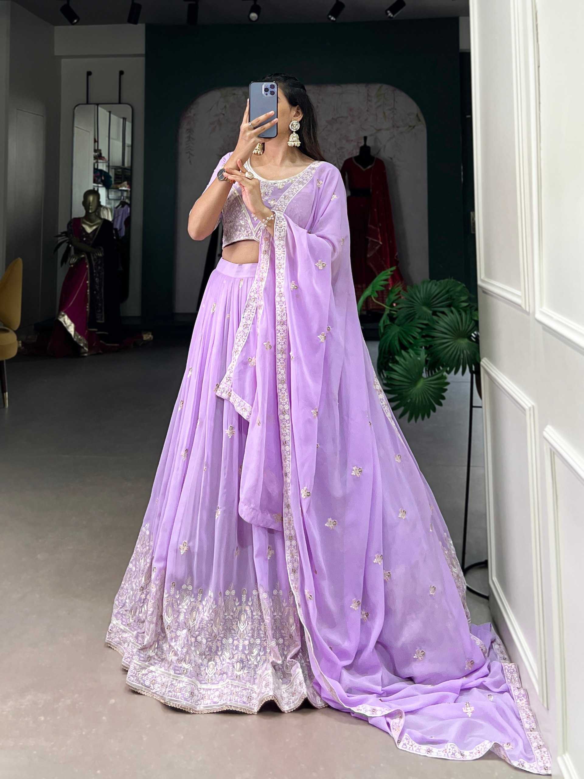 Ynf Georgette RIN197 1407 Lehengas Wholesale Wedding Lehenga Georgette Lehenga Purple Lehenga Manufacturer- Kapda Export