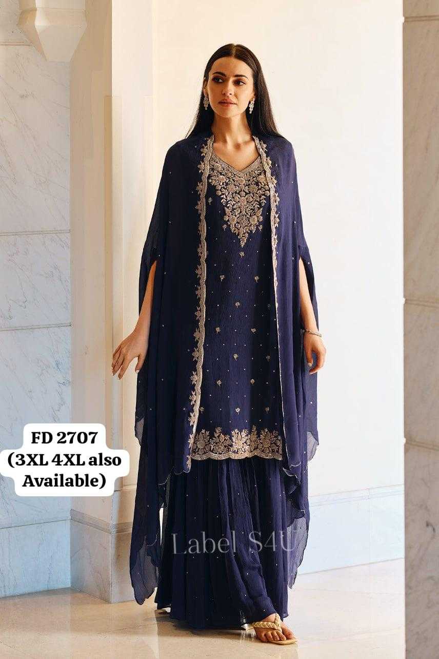 Ynf Georgette RIN197 Festive Diaries Vol. 27 Suits & Dresses Wholesale Indo-Western Dresses Off-Shoulder Dresses Handwork Suits Manufacturer- Kapda Export