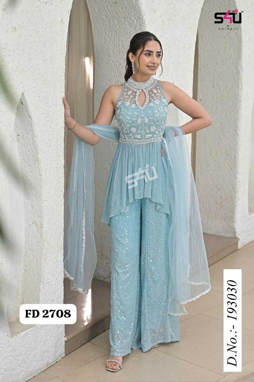 Ynf Georgette RIN197 Festive Diaries Vol. 27 Suits & Dresses Wholesale Indo-Western Dresses Off-Shoulder Dresses Handwork Suits Manufacturer- Kapda Export