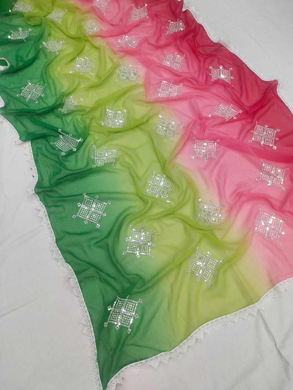 Ynf Georgette RIN205 737 Sarees Wholesale Georgette Sarees Chikan Sarees Manufacturer- Kapda Export