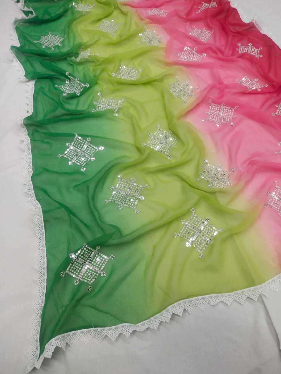 Ynf Georgette RIN205 737 Sarees Wholesale Georgette Sarees Chikan Sarees Manufacturer- Kapda Export