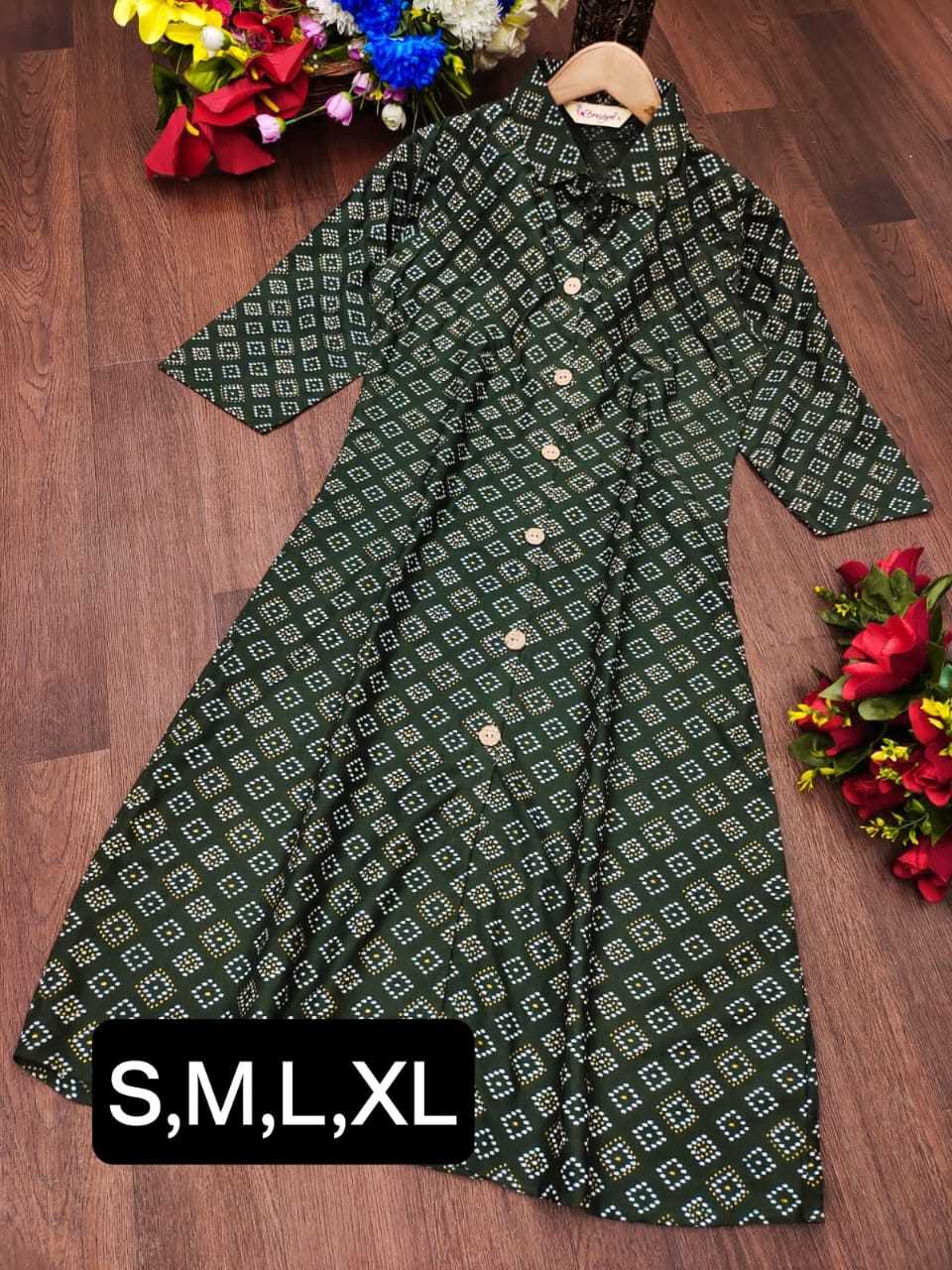 Ynf Heavy Rayon RIN158 Larra Kurti Diwali Collections Festive Collections Wholesale Printed Kurtis Rayon Kurtis Fancy Kurti Manufacturer- Kapda Export