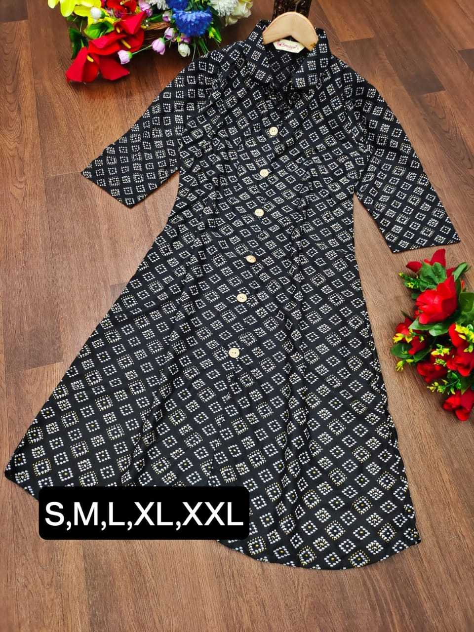 Ynf Heavy Rayon RIN158 Larra Kurti Diwali Collections Festive Collections Wholesale Printed Kurtis Rayon Kurtis Fancy Kurti Manufacturer- Kapda Export