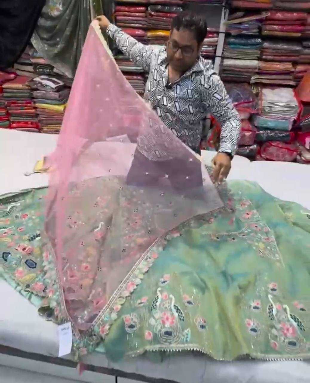 Ynf Jimmy Choo RIN108 1606 Lehengas Wholesale Embroidered Lehenga Fish Cut Lehenga Sequins Lehenga Lehenga With Cancan Manufacturer- Kapda Export