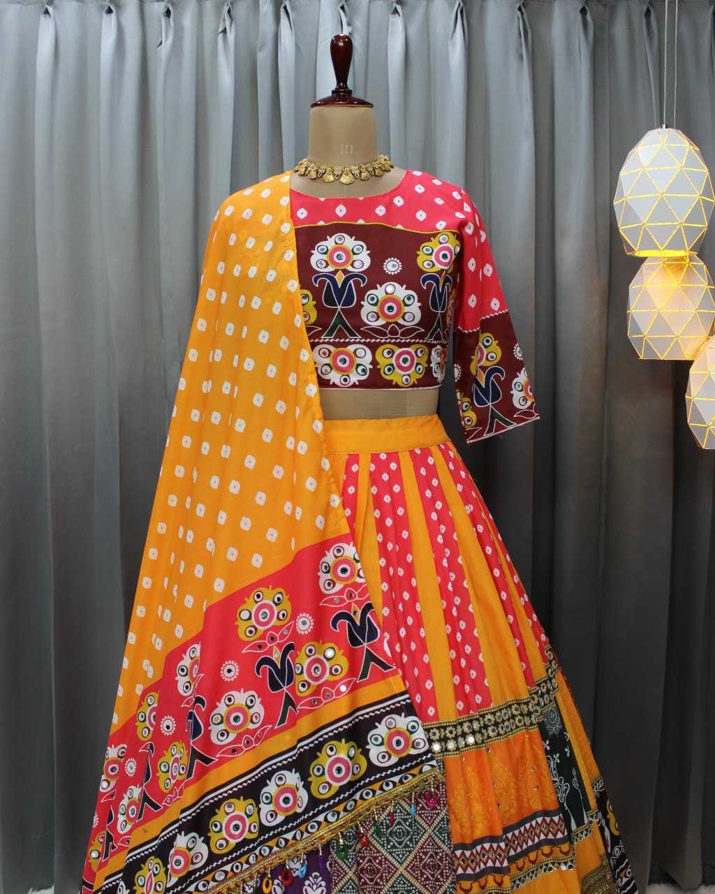 Ynf Muslin Cotton RIN207 1511 Lehengas Navratri Chaniya Choli Wholesale Designer Lehenga Choli Chaniya Choli Mirror Work Lehenga Manufacturer- Kapda Export