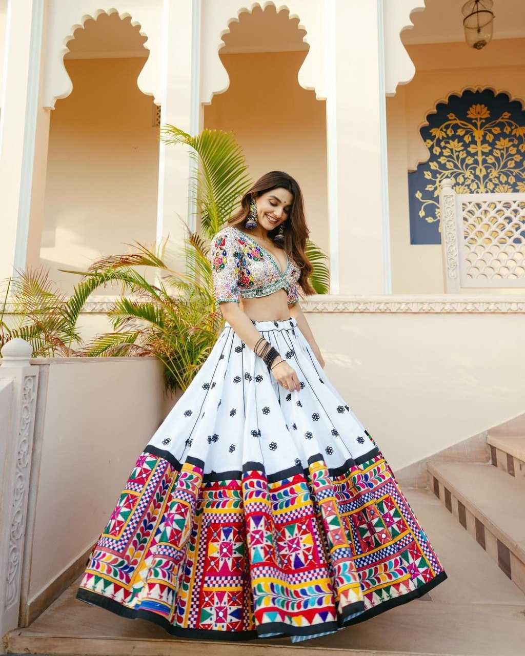 Ynf Muslin Cotton RIN207 1513 Lehengas Navratri Chaniya Choli Wholesale Designer Lehenga Choli Chaniya Choli Mirror Work Lehenga Manufacturer- Kapda Export