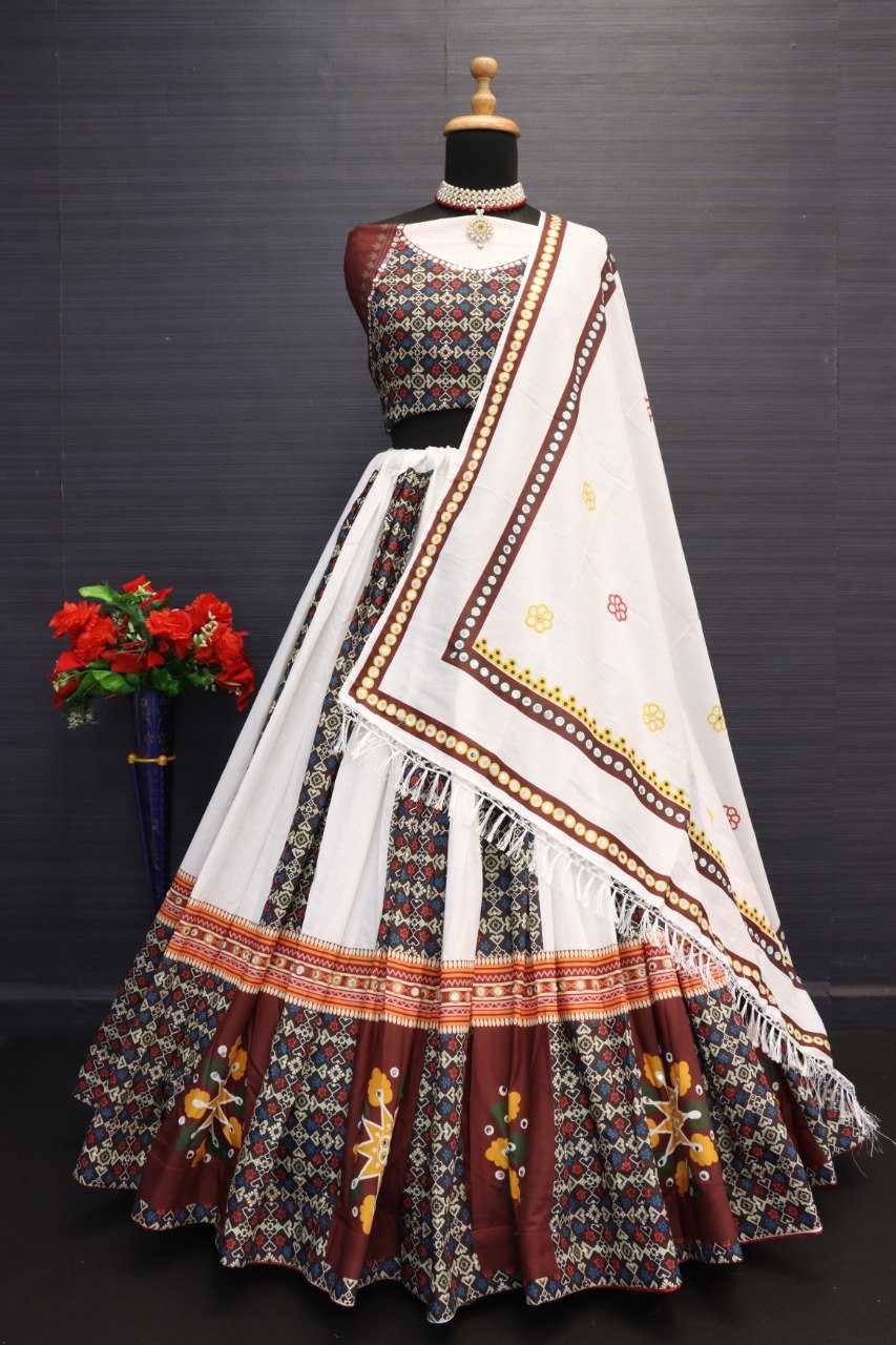 Ynf Muslin Cotton RIN222 106 Lehengas Wholesale Printed Lehenga Circular Lehenga Mirror Work Lehenga Manufacturer- Kapda Export