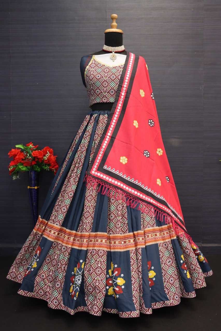 Ynf Muslin Cotton RIN222 106 Lehengas Wholesale Printed Lehenga Circular Lehenga Mirror Work Lehenga Manufacturer- Kapda Export