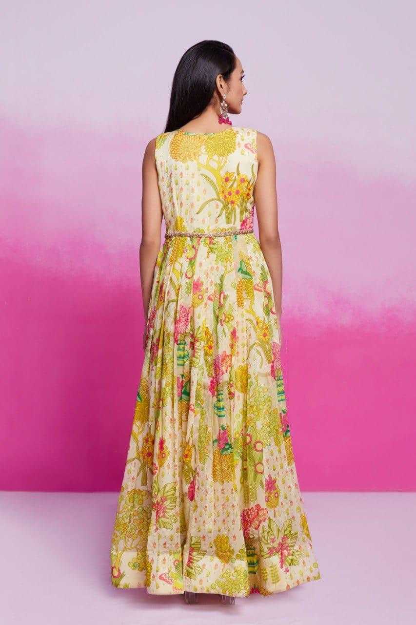 Ynf Organza RIN197 New Printed Gown Gowns Wholesale Printed Gowns Fancy Gowns Off-Shoulder Gowns Manufacturer- Kapda Export