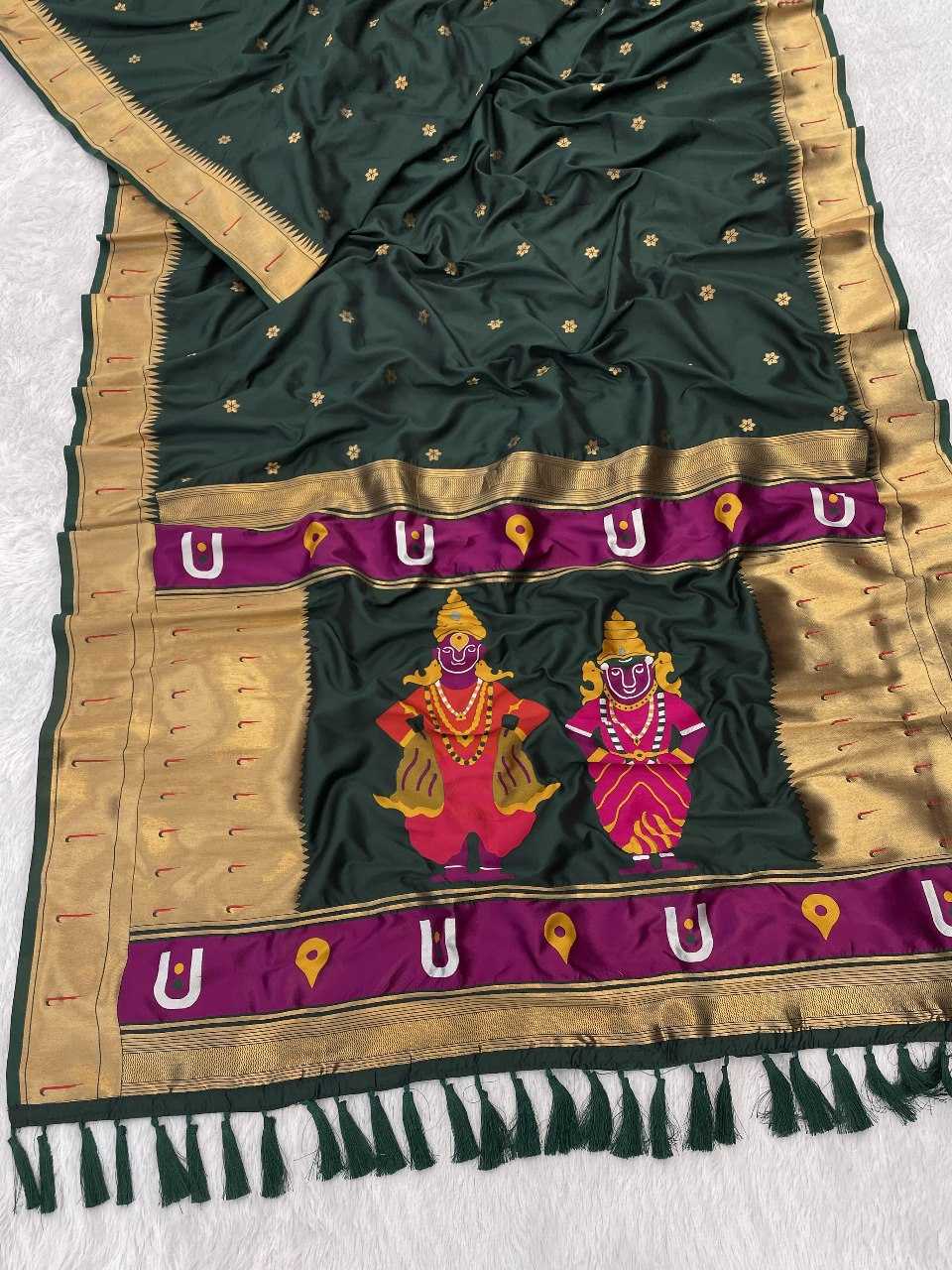 Ynf Paithani Silk RIN116 VITTHALA PAITHANI Silk Sarees Wholesale Paithani Sarees Heavy Silk Sarees Pure Zari Silk Sarees Manufacturer- Kapda Export