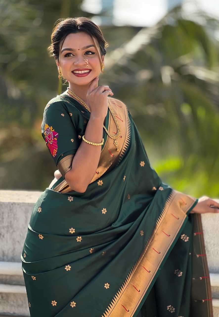 Ynf Paithani Silk RIN116 VITTHALA PAITHANI Silk Sarees Wholesale Paithani Sarees Heavy Silk Sarees Pure Zari Silk Sarees Manufacturer- Kapda Export