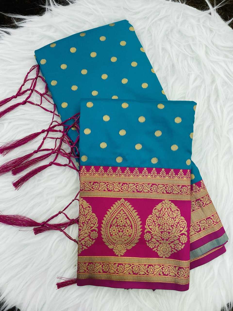Ynf Premium Roman Silk RIN116 3210 Polka Silk Sarees Wholesale Paithani Sarees Pure Zari Silk Sarees Silk Sarees With Contrast Pallu Manufacturer- Kapda Export
