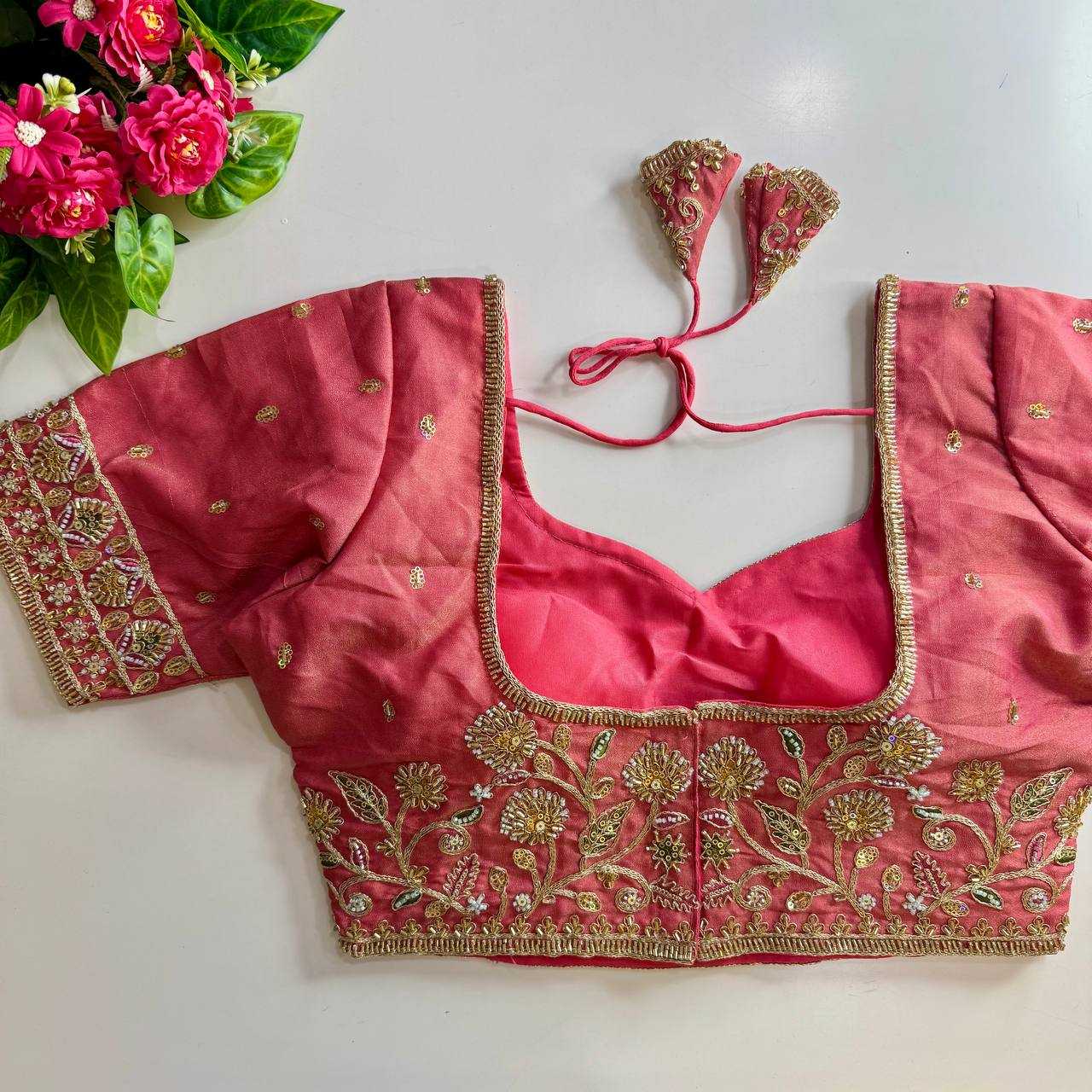 Ynf Pure Silk KESH111 BEADS WORK BRIDAL BLOUSE Readymade Blouses Wholesale Printed Blouse Sequence Embroidery Blouse Kutch Work Blouses Manufacturer- Kapda Export