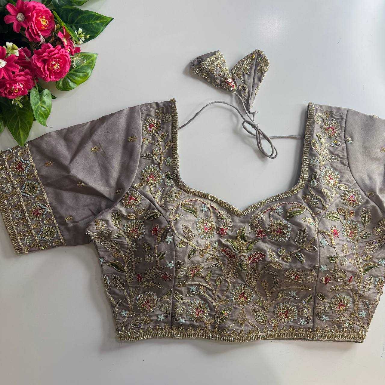 Ynf Pure Silk KESH111 BEADS WORK BRIDAL BLOUSE Readymade Blouses Wholesale Printed Blouse Sequence Embroidery Blouse Kutch Work Blouses Manufacturer- Kapda Export