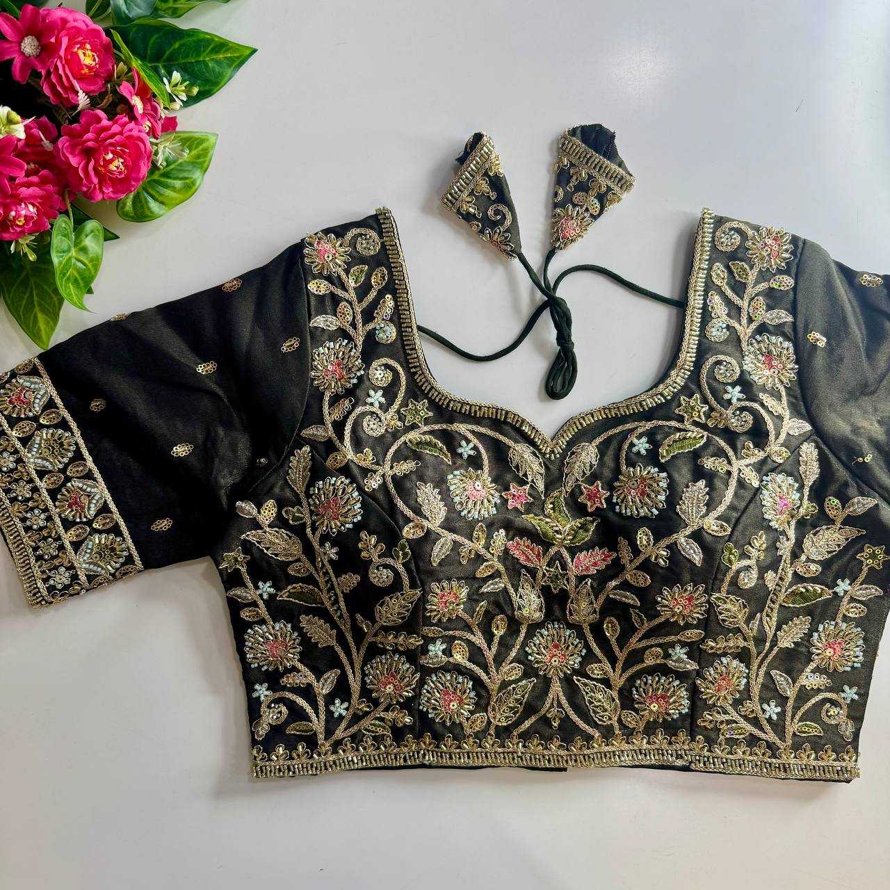 Ynf Pure Silk KESH111 BEADS WORK BRIDAL BLOUSE Readymade Blouses Wholesale Printed Blouse Sequence Embroidery Blouse Kutch Work Blouses Manufacturer- Kapda Export