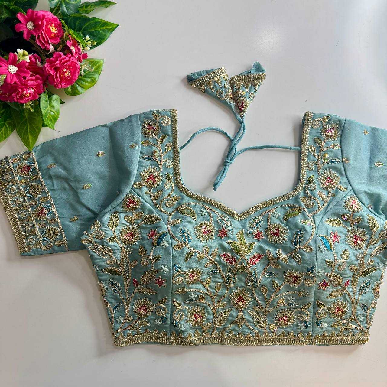 Ynf Pure Silk KESH111 BEADS WORK BRIDAL BLOUSE Readymade Blouses Wholesale Printed Blouse Sequence Embroidery Blouse Kutch Work Blouses Manufacturer- Kapda Export