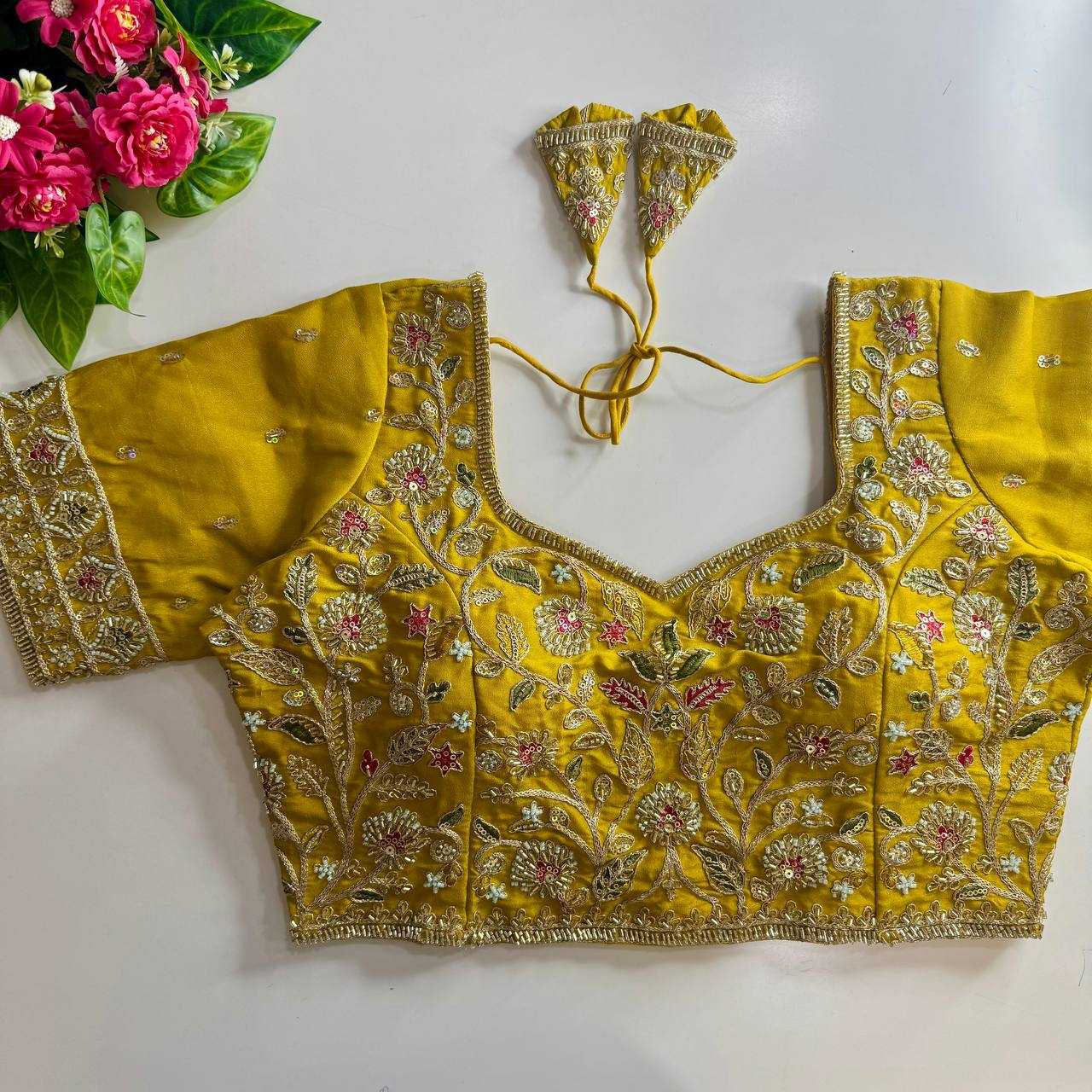 Ynf Pure Silk KESH111 BEADS WORK BRIDAL BLOUSE Readymade Blouses Wholesale Printed Blouse Sequence Embroidery Blouse Kutch Work Blouses Manufacturer- Kapda Export