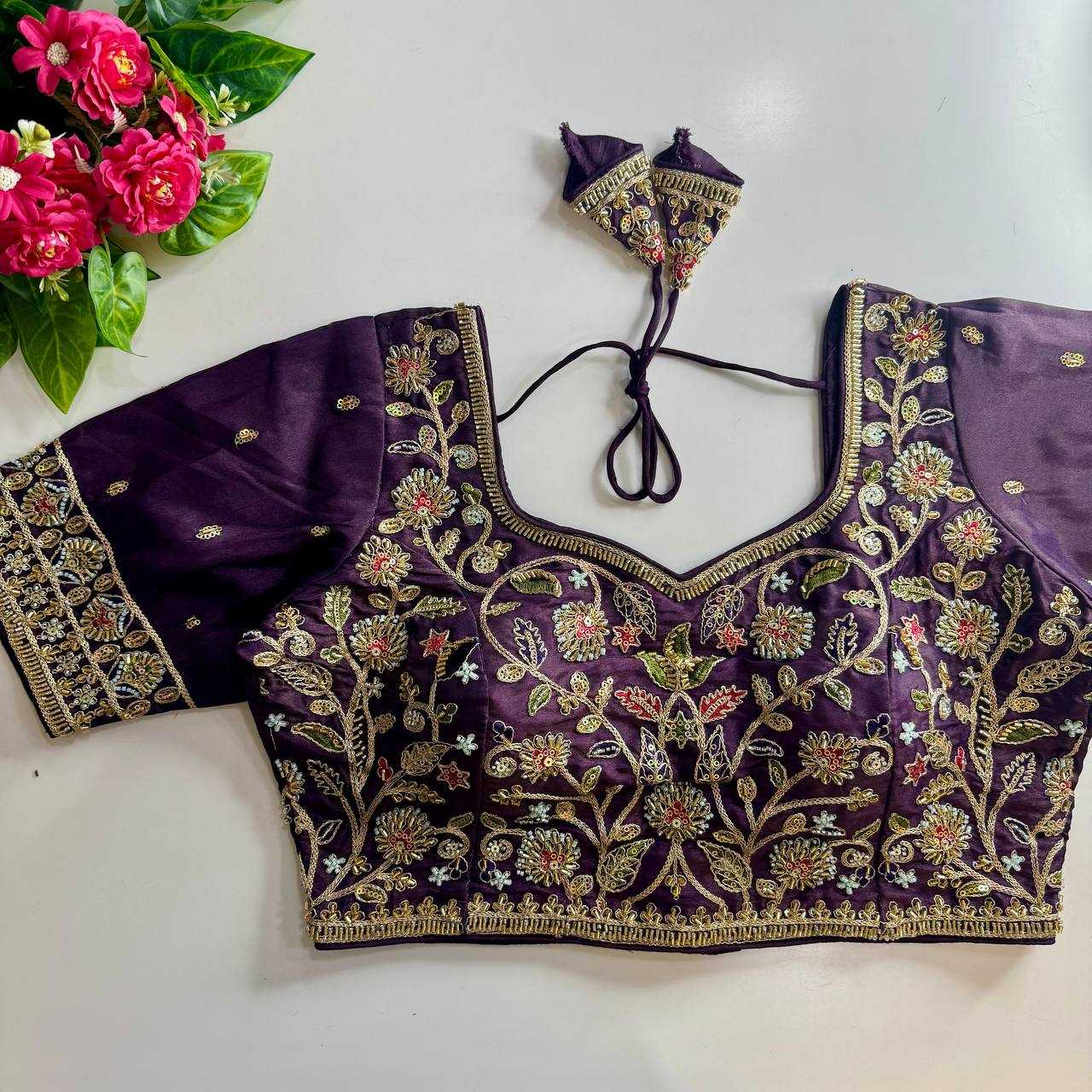 Ynf Pure Silk KESH111 BEADS WORK BRIDAL BLOUSE Readymade Blouses Wholesale Printed Blouse Sequence Embroidery Blouse Kutch Work Blouses Manufacturer- Kapda Export