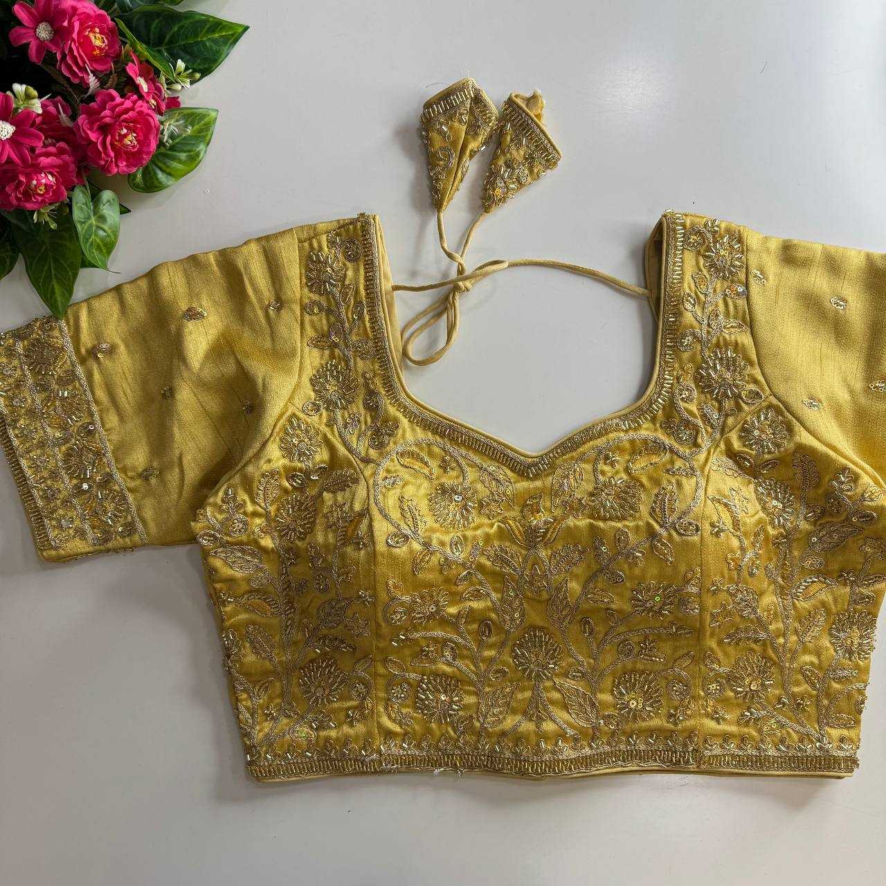 Ynf Pure Silk KESH111 BEADS WORK BRIDAL BLOUSE Readymade Blouses Wholesale Printed Blouse Sequence Embroidery Blouse Kutch Work Blouses Manufacturer- Kapda Export