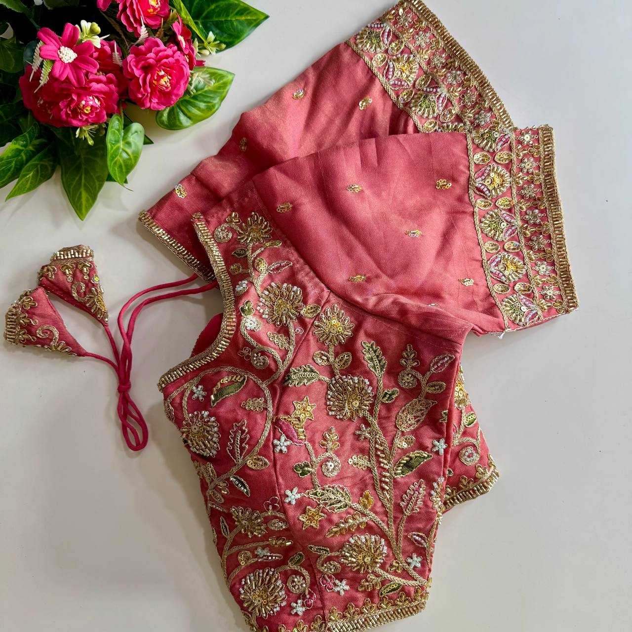 Ynf Pure Silk KESH111 BEADS WORK BRIDAL BLOUSE Readymade Blouses Wholesale Printed Blouse Sequence Embroidery Blouse Kutch Work Blouses Manufacturer- Kapda Export