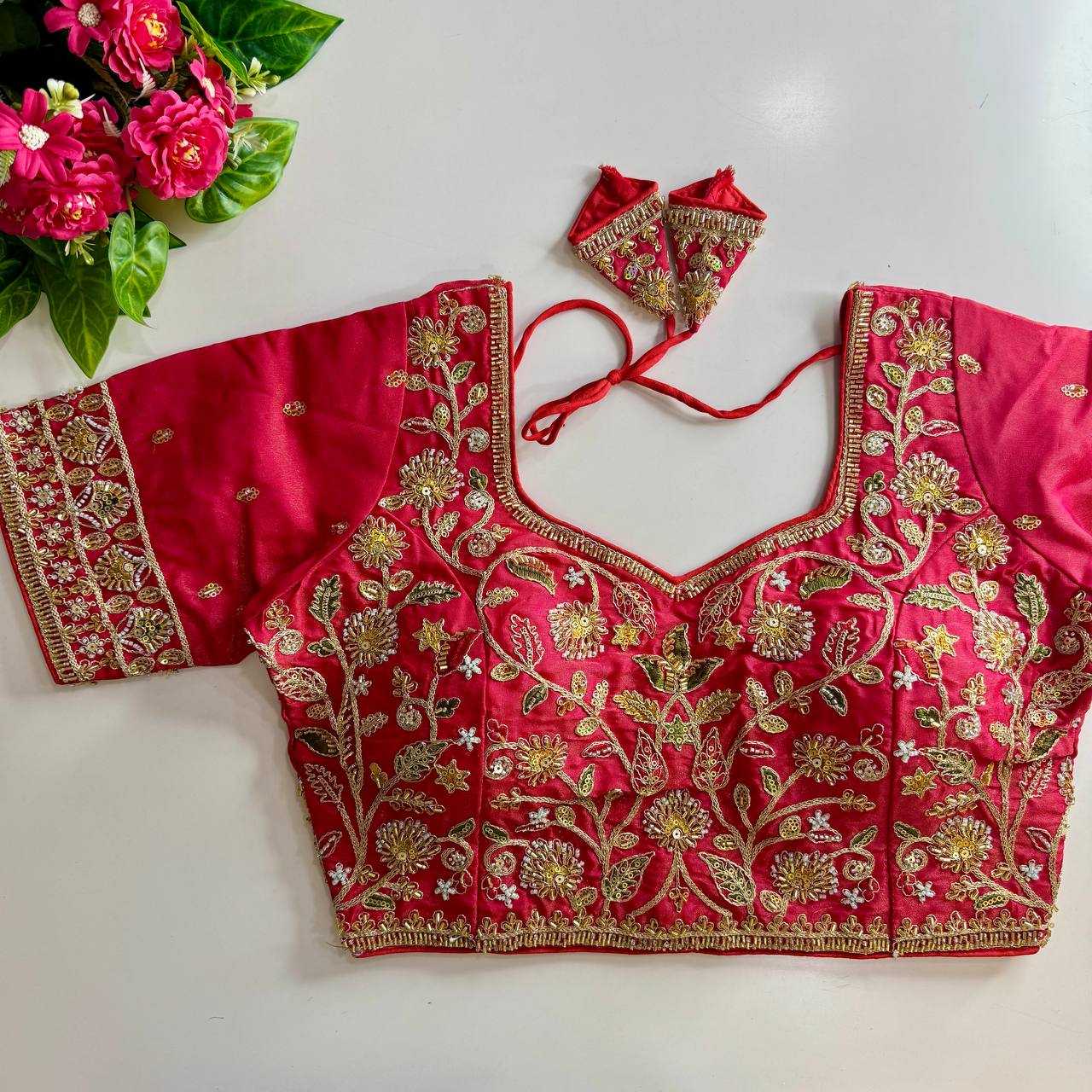 Ynf Pure Silk KESH111 BEADS WORK BRIDAL BLOUSE Readymade Blouses Wholesale Printed Blouse Sequence Embroidery Blouse Kutch Work Blouses Manufacturer- Kapda Export