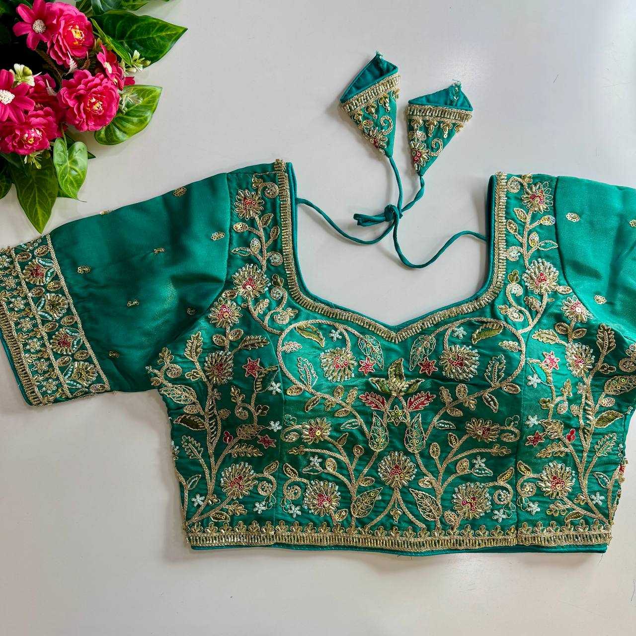 Ynf Pure Silk KESH111 BEADS WORK BRIDAL BLOUSE Readymade Blouses Wholesale Printed Blouse Sequence Embroidery Blouse Kutch Work Blouses Manufacturer- Kapda Export
