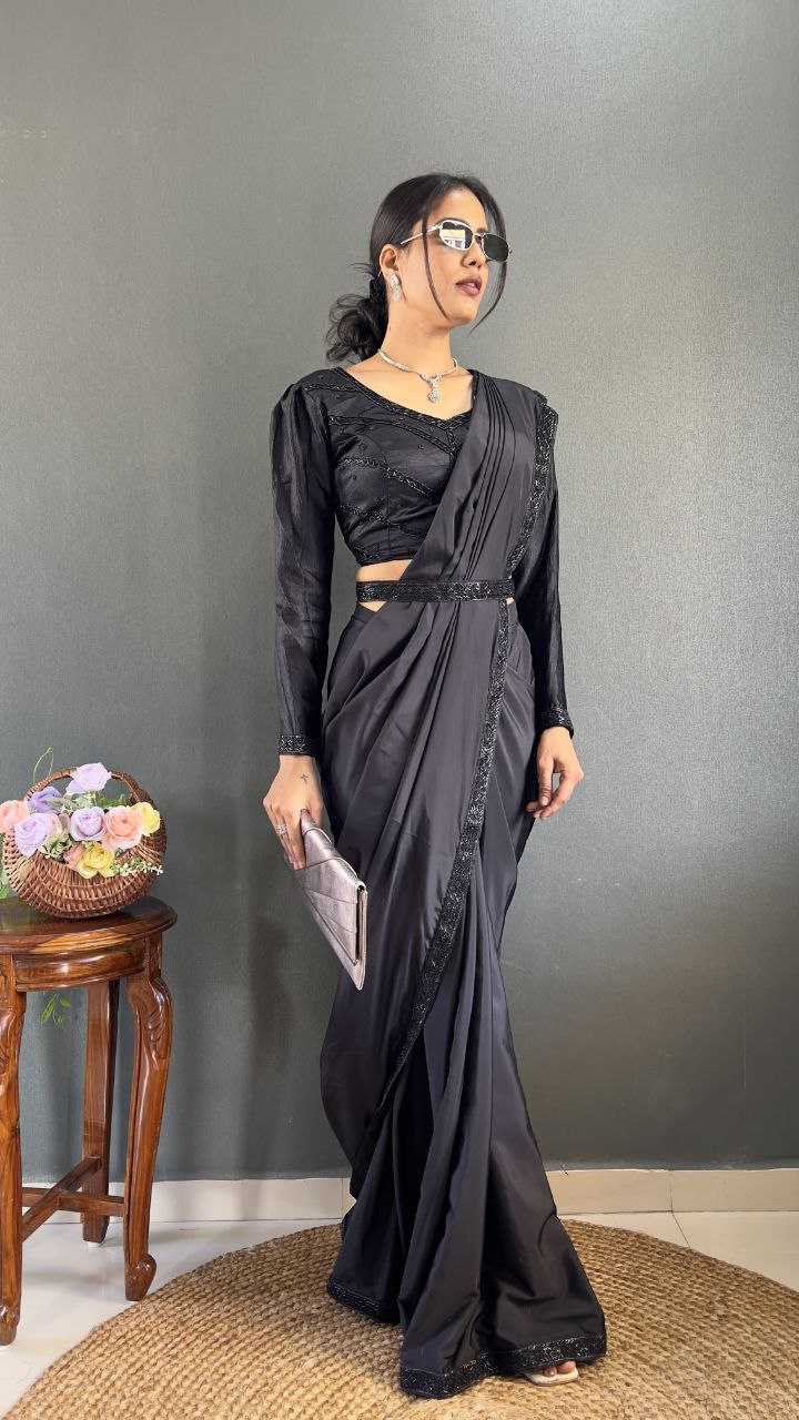 Ynf Pure Soft RIN214 156 Sarees Wholesale Designer Sarees Party Wear Sarees Saree with Belt Black Sarees Manufacturer- Kapda Export