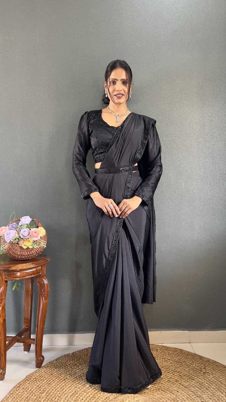 Ynf Pure Soft RIN214 156 Sarees Wholesale Designer Sarees Party Wear Sarees Saree with Belt Black Sarees Manufacturer- Kapda Export