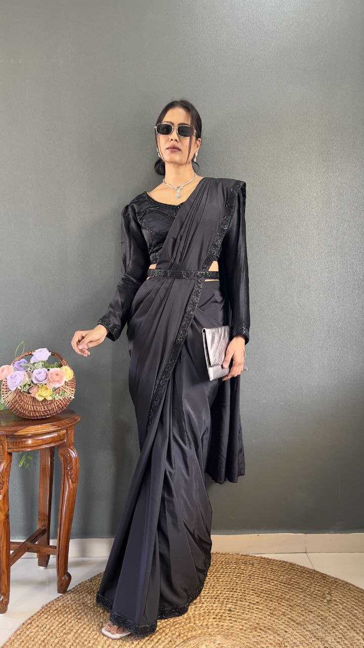 Ynf Pure Soft RIN214 156 Sarees Wholesale Designer Sarees Party Wear Sarees Saree with Belt Black Sarees Manufacturer- Kapda Export